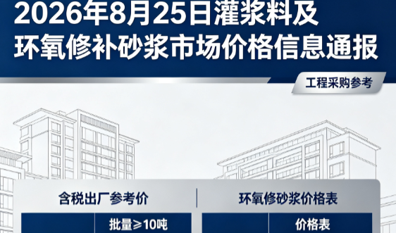 盐源2026年8月25日灌浆料及环氧修补砂浆市场价格信息通报